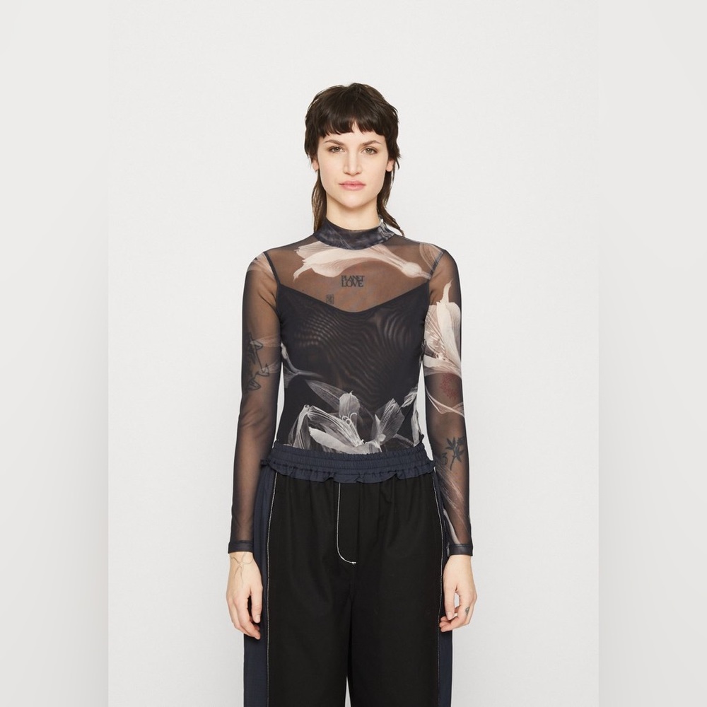All Saints Black and Gray Floral Bodysuit - Picture 2 of 12